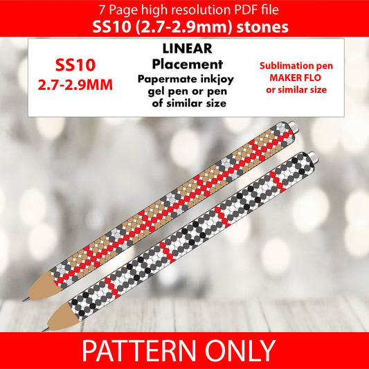 SS10 (2.7-2.9mm) Bur-N-Berry Plaid bling pen template,rhinestone pen pattern, bling pattern,rhinestone template,diy,dotz,abstract pattern,diy,pdf,blue,linear