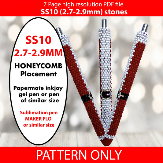 SS10 (2.7-2.9mm) Santa Claus belt Bling Pen graph,bling template,rhinestone pattern,ink joy wrap,PDF,full color pattern,honeycomb,santa,merry christmas,gift