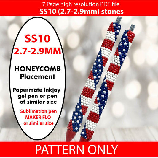 SS10 (2.7-2.9mm) Stars N Stripes Bling Pen,papermate inkjoy bling template,stainless pen blank templates, rhinestone template,american flag,diy,anthem
