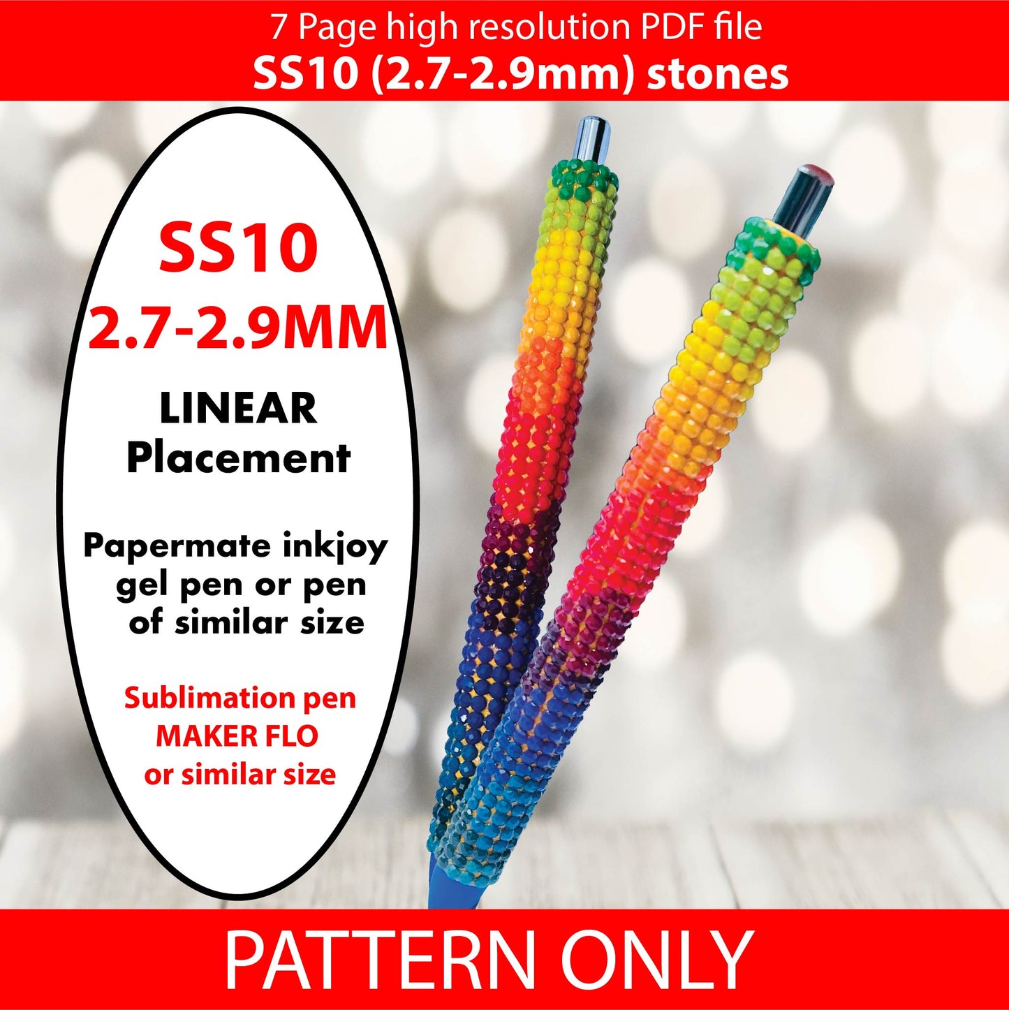 SS10 (2.7-2.9mm)Mountain Sunset Abstract bling pen,bling pen template,rhinestone pen pattern,rainbow neon bling pattern,rhinestone template,diy,dotz,ombre