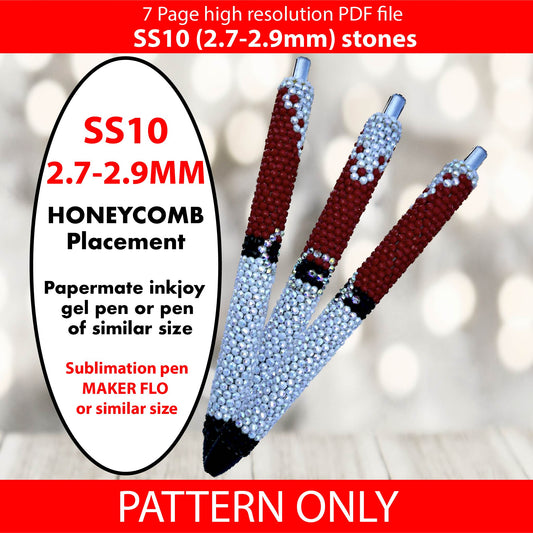 SS10 (2.7-2.9mm) Mrs Claus belt bling pen graph,bling template,rhinestone pattern, bling pen wrap,PDF,full color pattern,honeycomb,santa claus,christmas,dotz