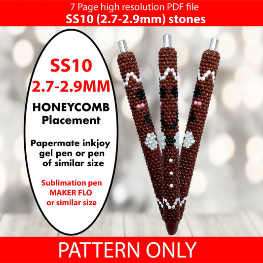 SS10 (2.7-2.9mm) Gingerbread Man bling pen graph,bling template,rhinestone pattern,bling pen wrap,PDF,full color pattern,honeycomb,christmas,dotz,diy,Cookies