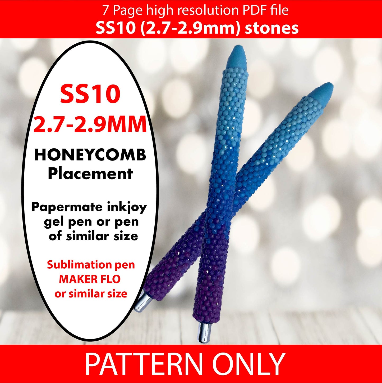 SS10 (2.7-2.9MM) Blue to Purple Ombre bling pen,bling pen template,Rhinestone pen pattern,Graph template,Rhinestone template,diy,dotz,Rhinestone ombre