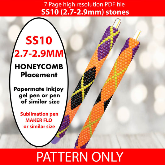 SS10 (2.7-2.9mm) Argyle Halloween bling pen,bling pen template,Rhinestone pen pattern,Graph template,Rhinestone template,diy,dotz,halloween,spooky diamonds