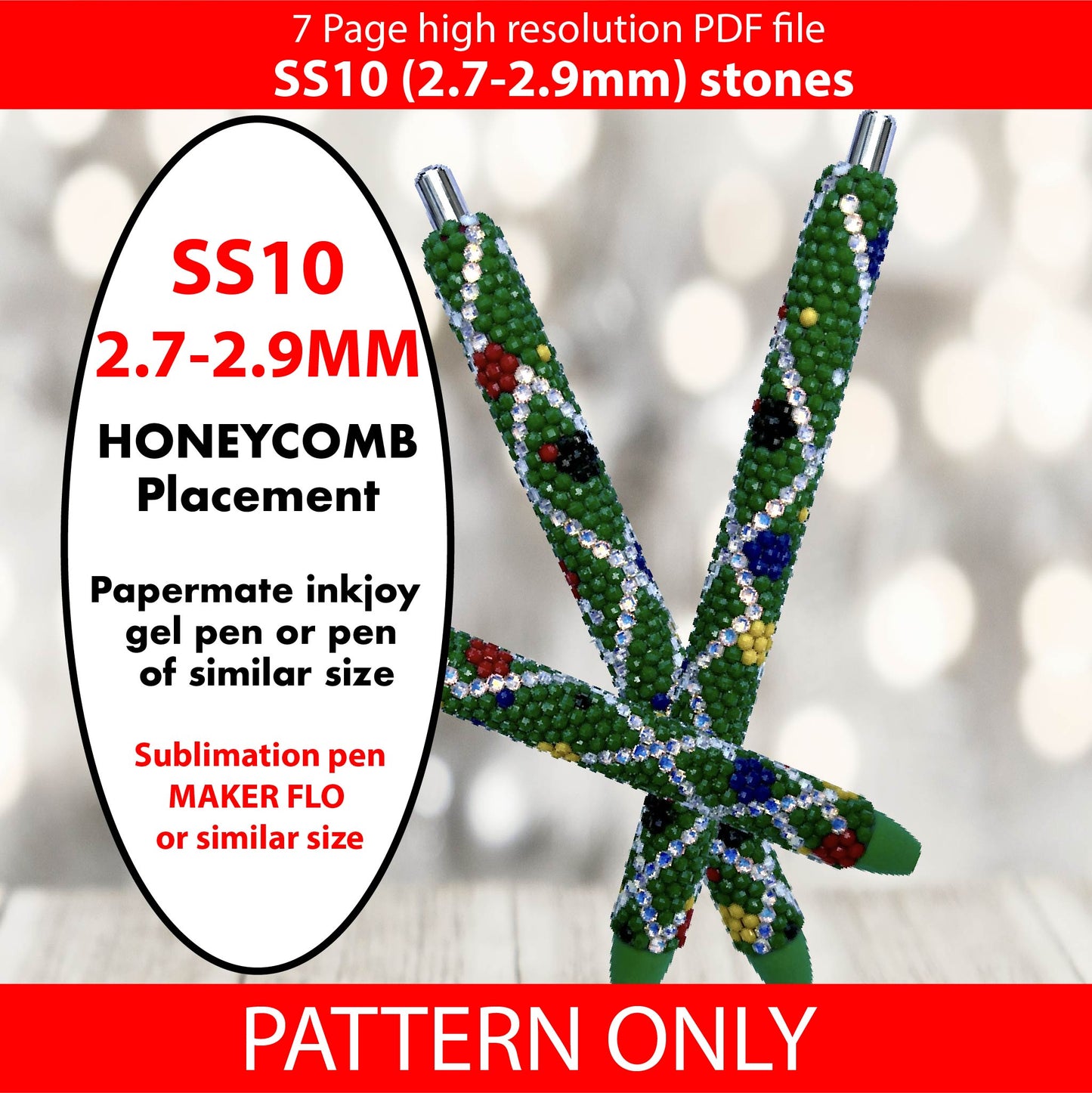 SS10 Abstract Christmas Tree bling pen graph,bling template,rhinestone pattern, bling pen wrap,PDF,full color pattern,honeycomb,christmas,dotz