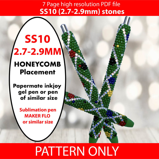 SS10 Abstract Christmas Tree bling pen graph,bling template,rhinestone pattern, bling pen wrap,PDF,full color pattern,honeycomb,christmas,dotz