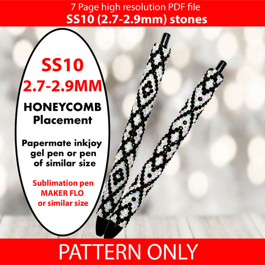 SS10 (2.7-2.9mm) Black N White Diamonds bling pen template,rhinestone pen pattern,bling pattern,rhinestone template,diy,dotz,abstract pattern,honeycomb