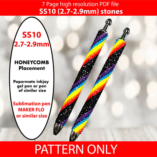 SS10 (2.7-2.9mm) Black Rainbow Twist bling pen,bling pen template,Rhinestone pen pattern,Graph template,Rhinestone template,diy,dotz,nightime hearts, heart bling pen, bling pen wraps, pen sublimation wraps