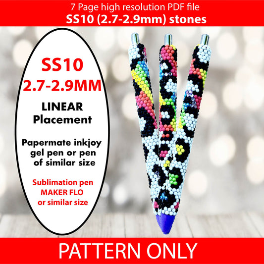 SS10 (2.7-2.9mm) Neon Leopard Flip bling pen graph,rhinestone pen pattern,bling pattern,rhinestone template,diy,dotz,honeycomb,rainbow bling pen, pride