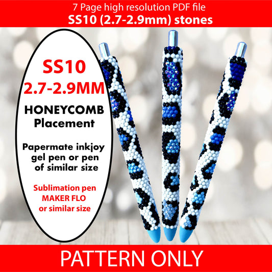 SS10 (2.7-2.9mm) Blue Leopard Ombre bling pen template,rhinestone pen pattern, bling pattern,rhinestone template,diy,animal print tempate,leopard print