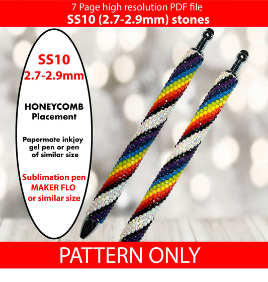 SS10 (2.7-2.9mm) White Rainbow Twist bling pen,bling pen template,Rhinestone pen pattern,Graph template,Rhinestone template,diy,dotz,nightime hearts, heart bling pen, bling pen wraps, pen sublimation wraps