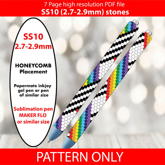 SS10 (2.7-2.9mm) Overlapping Rainbow Bling Pen,bling pen template,Rhinestone pen pattern,Graph template,Rhinestone template,diy,dotz,nightime hearts, heart bling pen, bling pen wraps, pen sublimation wraps