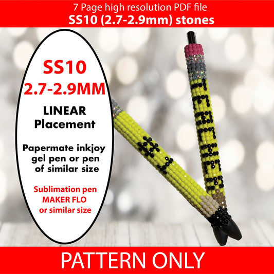 SS10 (2.7-2.9mm) Teacher Bling pen PATTERN,Rhinestone pen,Rhinestone pencil,Rhinestone tumbler,PDF,Full color,graph pattern, square stitch, teacher gift