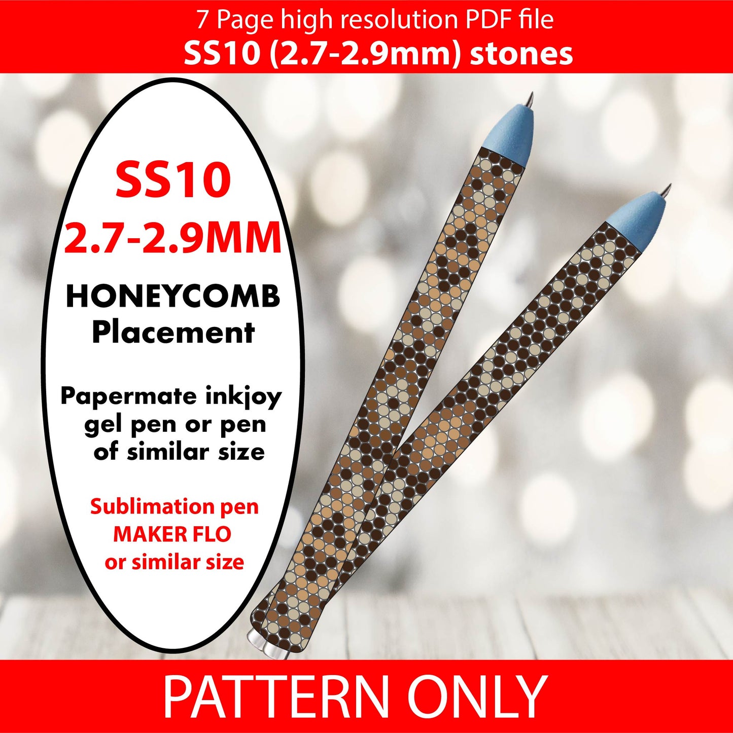 SS10 (2.7-2.9mm) Abstract brown bling pen pattern,bling pen,bling tumbler,inkjoy,crystal bling pen,pdf,color graph,written pattern, peyote,honeycomb,diy