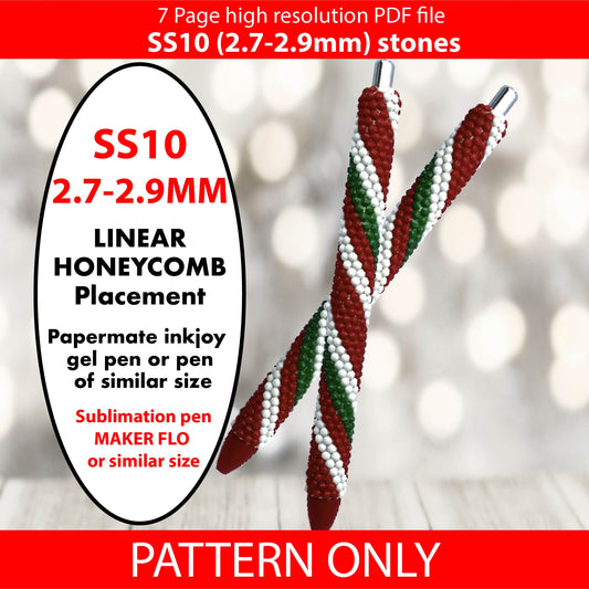 SS10 2.7-2.9mm) Mint Candy Cane Twist bling pen graph,bling template,rhinestone pattern,bling pen wrap,PDF,full color pattern,honeycomb,dotz,peppermint,gift
