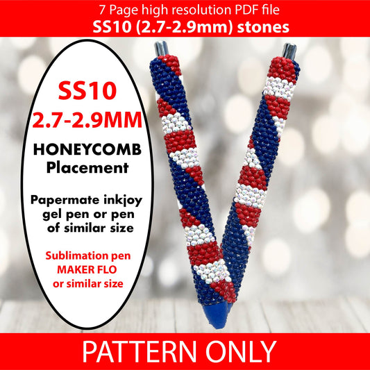 SS10 (2.7-2.9mm) Red White & Blue Bling Pen,papermate inkjoy bling template,stainless pen blank templates, rhinestone template,american flag,diy,anthem