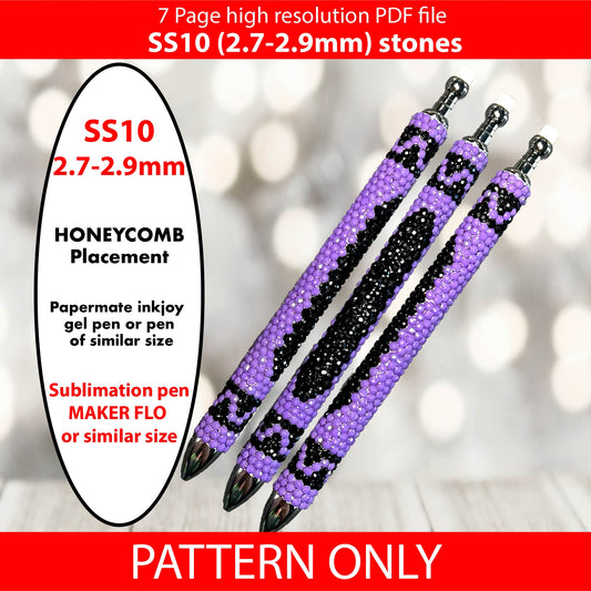 SS10 (2.7-2.9mm) Purple Crayon bling pen template,rhinestone pen pattern,rhinestone template,diy,dotz