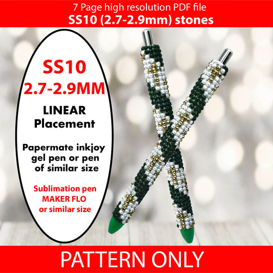 SS10 (2.7-2.9mm) Green N Gold Cross Twist Bling Pen,papermate inkjoy bling template,stainless pen,templates,rhinestone template,Cross template,cross pen