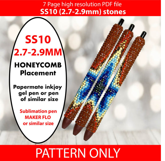 SS10 (2.7-2.9mm) Retro Graduated Stars bling pen template,rhinestone pen pattern,bling pattern,rhinestone template,diy,abstract pattern,linear honeycomb