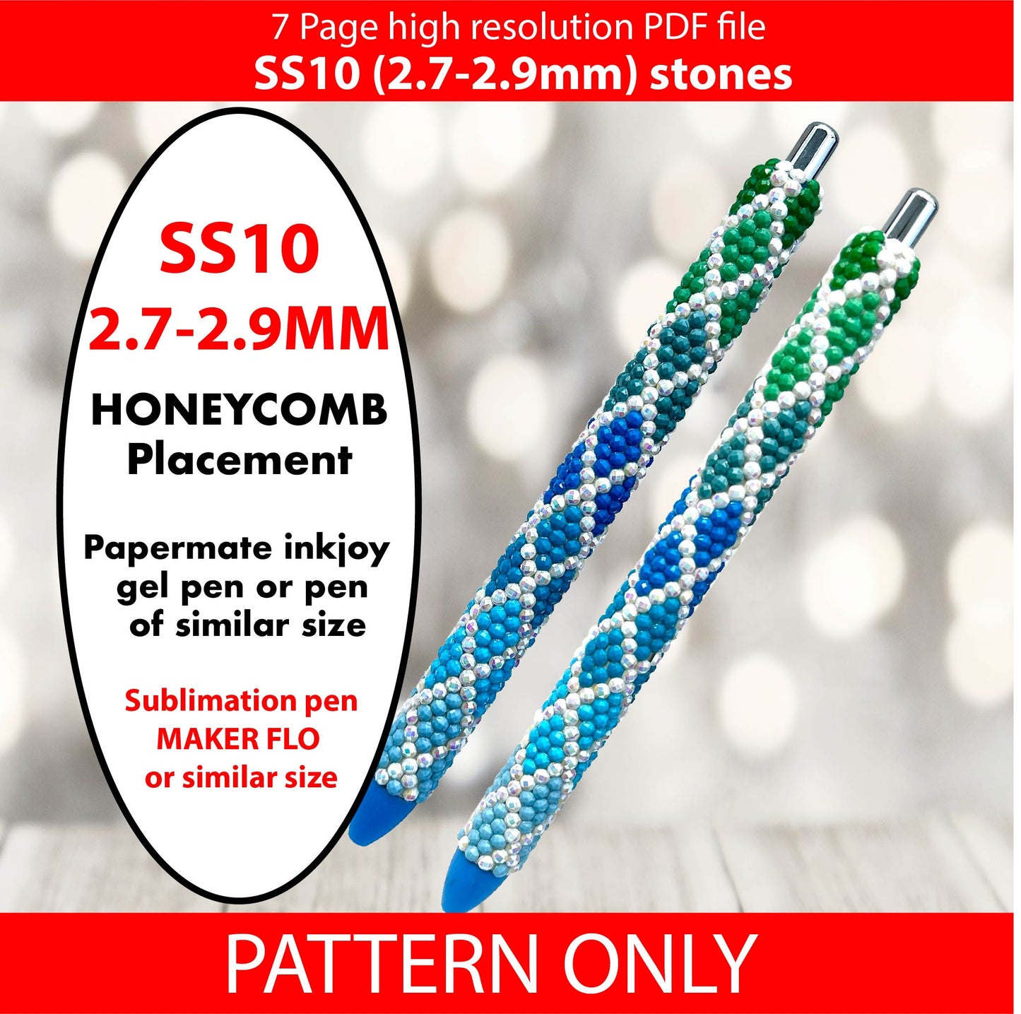 SS10 (2.7-2.9mm) Moonlit Green To Blue Diamond Ombre bling pen graph,rhinestone pen pattern,bling pattern,rhinestone template,diy,dotz,honeycomb,melt