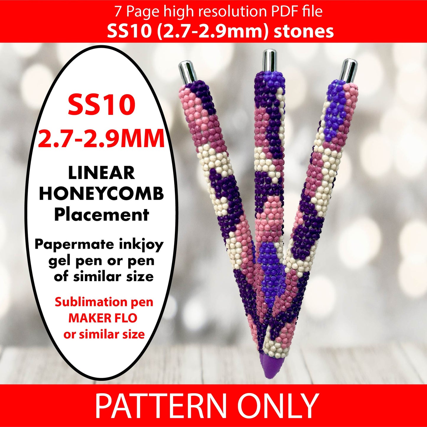 SS10 (2.7-2.9mm) Sunset Camo Bling Pen,papermate inkjoy bling template,stainless pen,templates,rhinestone template,Pink camo,camo bling,purple camo