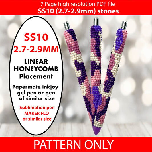 SS10 (2.7-2.9mm) Sunset Camo Bling Pen,papermate inkjoy bling template,stainless pen,templates,rhinestone template,Pink camo,camo bling,purple camo