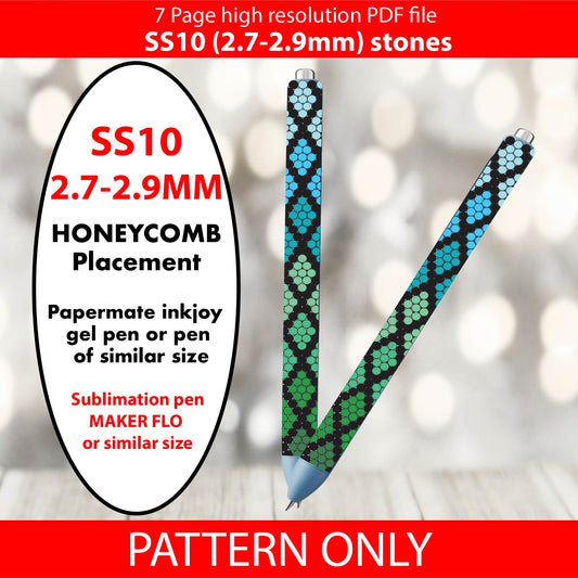 SS10 (2.7-2.9mm) Midnight Green To Blue Diamond Ombre bling pen graph,rhinestone pen pattern,bling pattern,rhinestone template,diy,dotz,honeycomb,melt