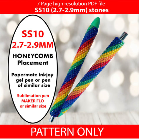 SS10 (2.7-2.9mm) Rainbow twist bling pen,bling pen template,rhinestone pen pattern,rainbow neon bling pattern,rhinestone template,diy,dotz,rainbow stripes