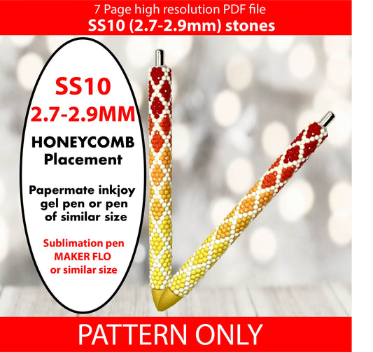 SS10 (2.7-2.9mm) Glowing Yellow to Red Argyle Ombre bling pen template,rhinestone pen pattern,bling pattern,rhinestone template,diy,dotz,honeycomb,fire