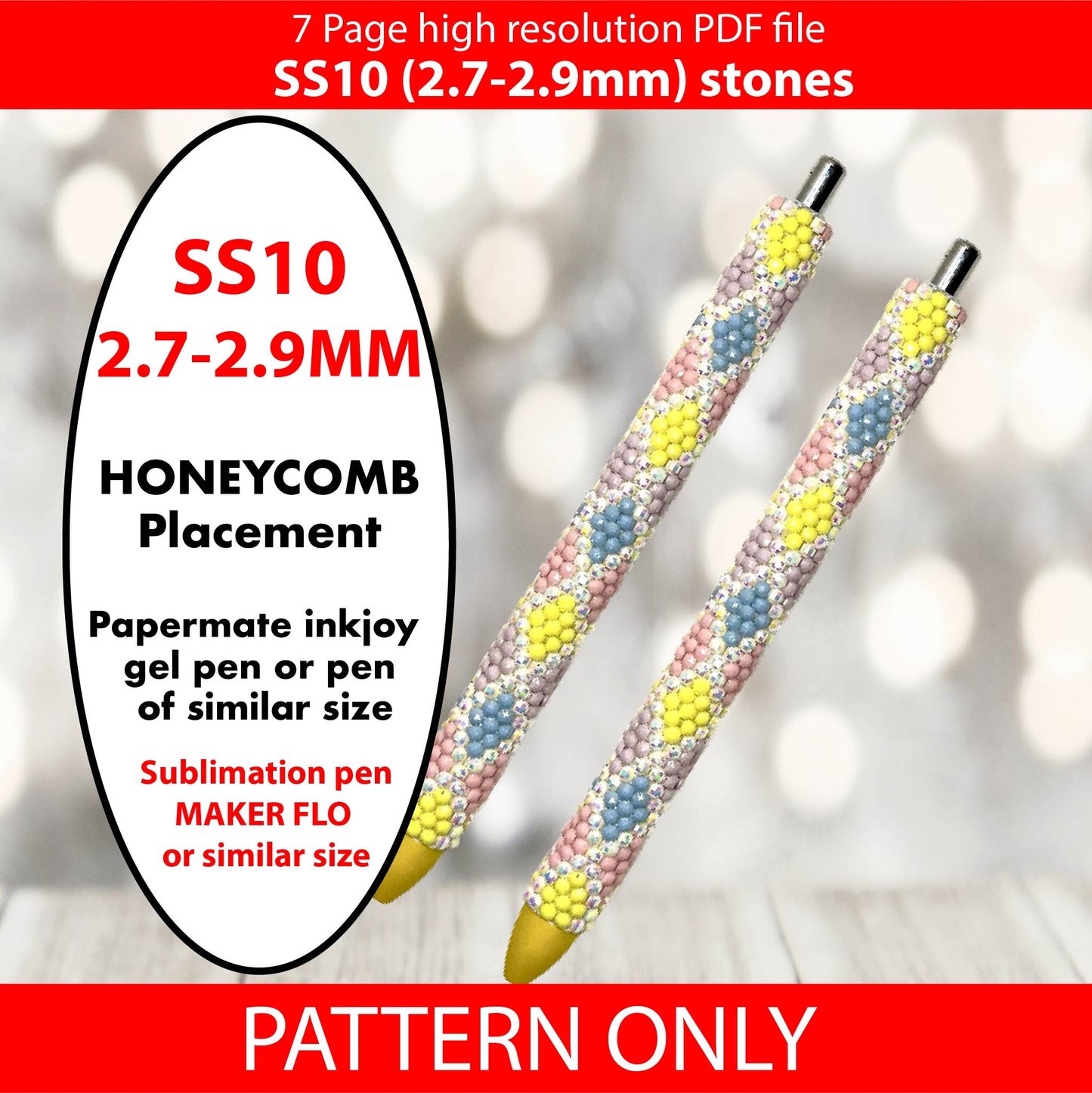 SS10 (2.7-2.9mm) Spring Pastel Argyle bling pen template,rhinestone pen pattern,bling pattern,rhinestone template,diy,dotz,honeycomb,teacher gift,gifts for her