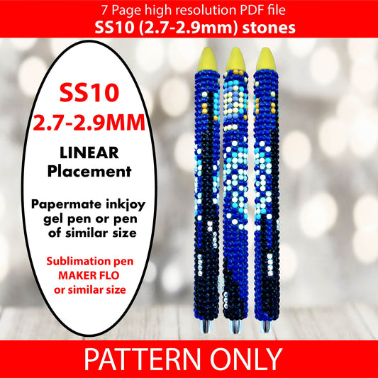 SS10 (2.7-2.9mm) Van Gogh Starry Night bling PEN pattern,inkjoy,pdf,color graph,written pattern,peyote,linear,square,diy,Diamond dotz,ss10,flatback crystal