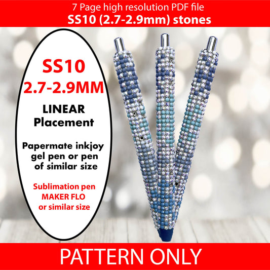 SS10 (2.7-2.9mm) Pastel Snowflake bling pen graph,bling template,rhinestone pattern,bling pen wrap,PDF,full color pattern,linear,christmas,dotz,diy,winter