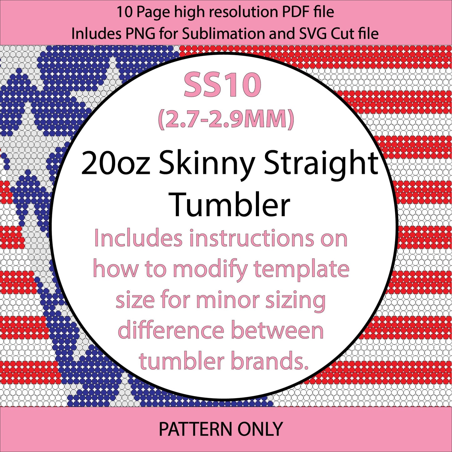 SS10 (2.7-2.9mm) Stars Stripes bling tumbler,rhintestone template,bling graph,tumbler wrap,bling sublimation,diy,patriotic,american flag,red white blue