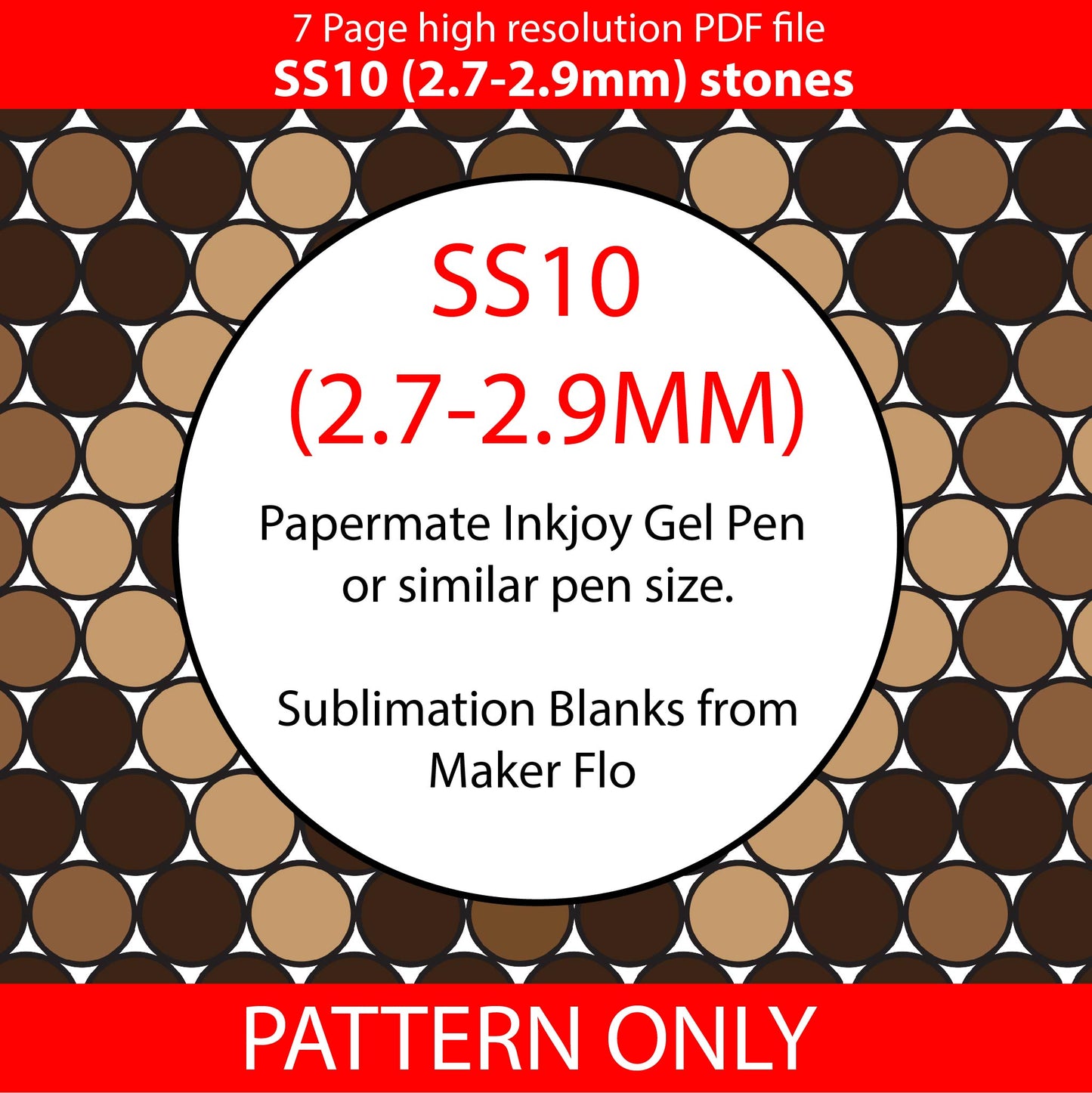 SS10 (2.7-2.9mm) Abstract brown bling pen pattern,bling pen,bling tumbler,inkjoy,crystal bling pen,pdf,color graph,written pattern, peyote,honeycomb,diy