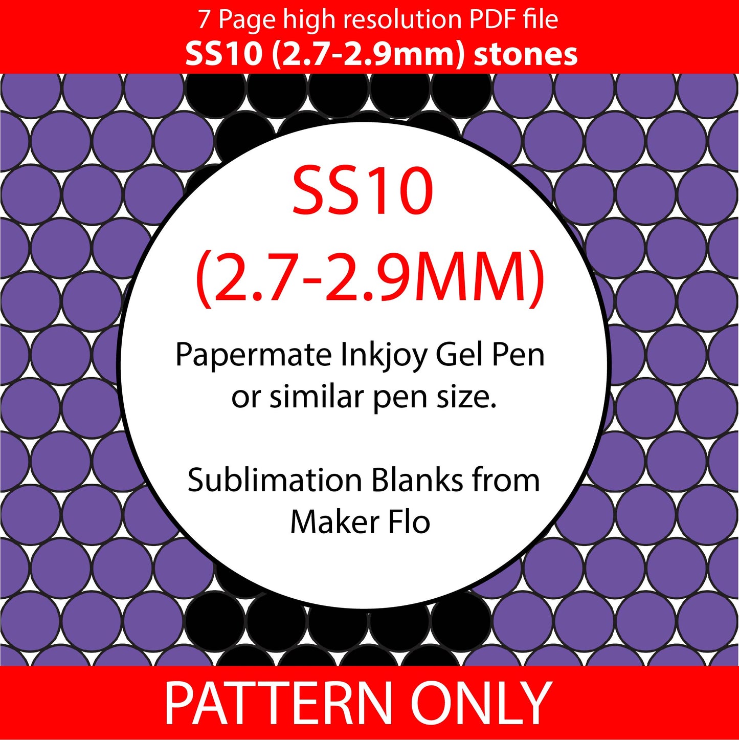 SS10 (2.7-2.9mm) Purple Crayon bling pen template,rhinestone pen pattern,rhinestone template,diy,dotz