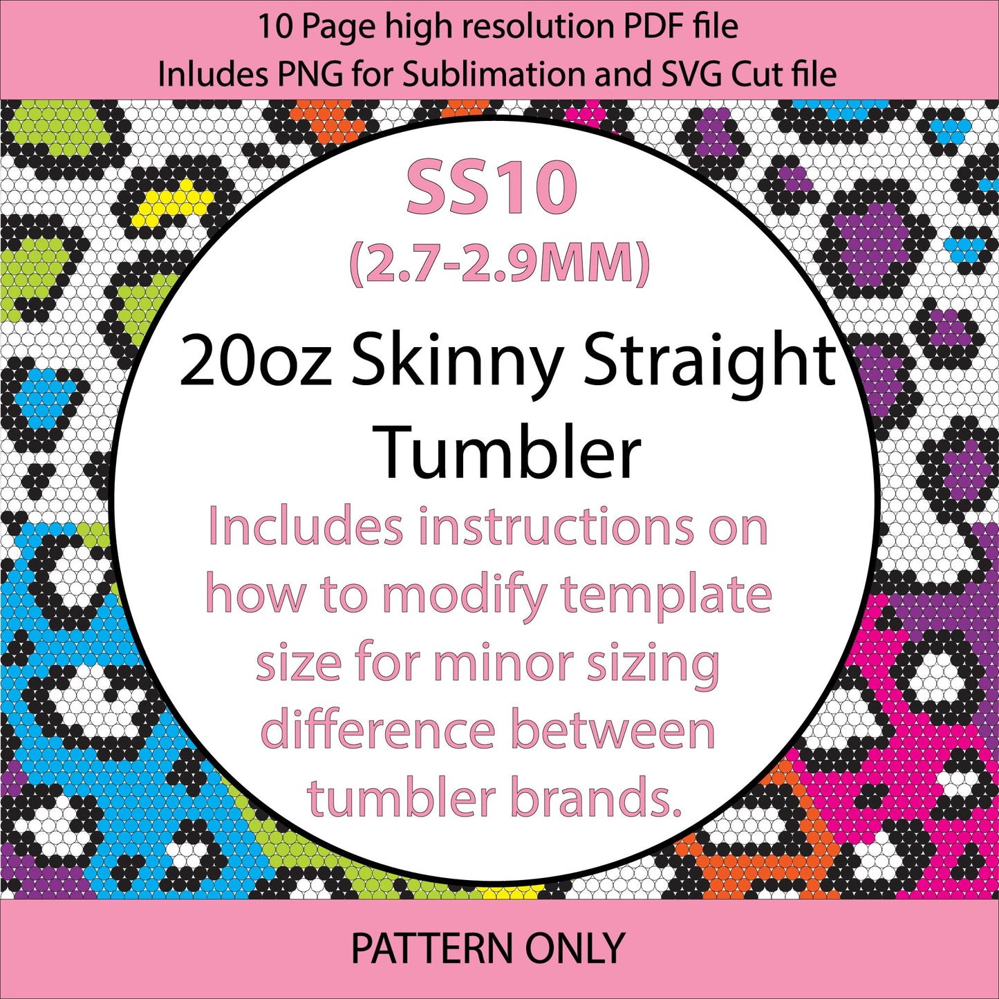 SS10 (2.7-2.9mm) Neon Leopard Flip bling tumbler pattern,rhinestone tumblers,rhinestone patterns,bling patterns,sublimation,rainbow,gifts for her, diy