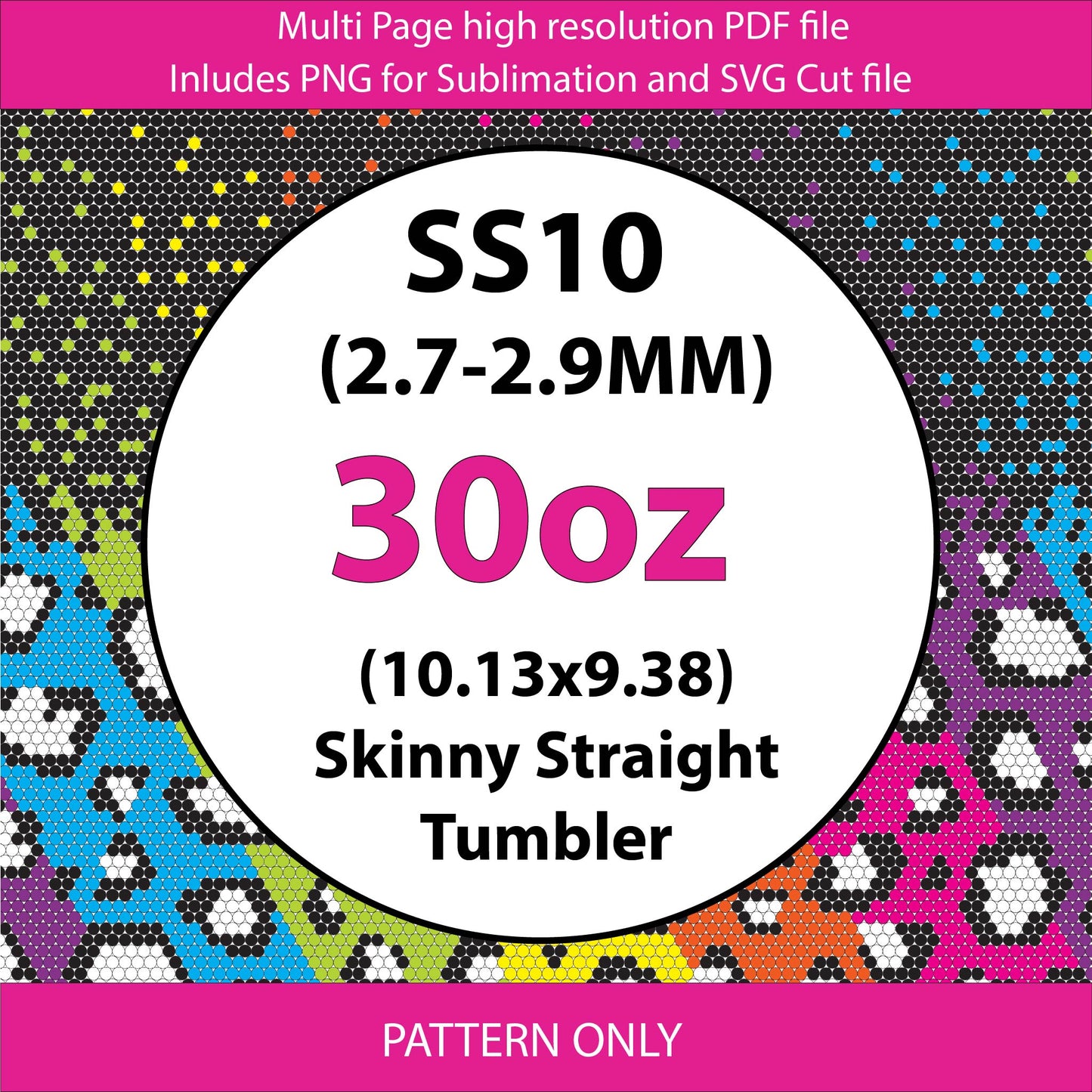 SS10 (2.7-2.9mm) 30OZ Neon Pixel Burst Leopard Bling Tumbler,Bling graph,linear placement,sublimation,gifts for her,DIY