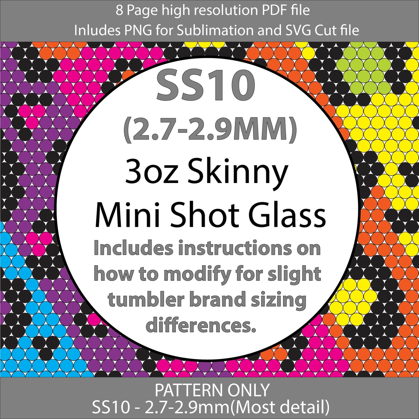 SS10 (2.7-2.9mm) 3oz Neon Leopard Stripe Mini Skinny Tumbler,rhintestone template,bling graph,tumbler wrap,bling sublimation,PNG,pdf,svg,diy