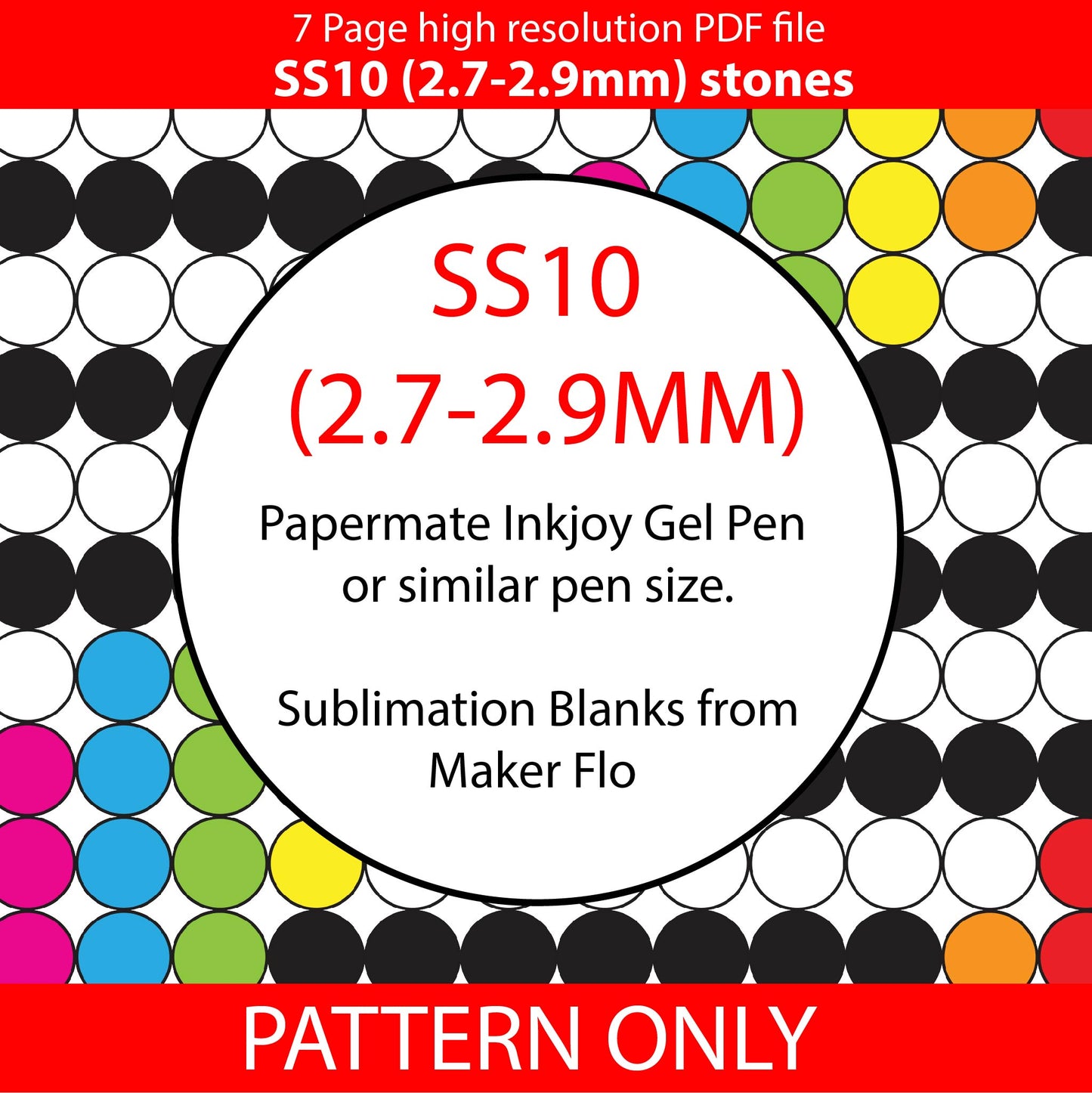 SS10 (2.7-2.9mm) Neon contrast stripe bling pen pattern,bling pen,bling tumbler,inkjoy,crystal bling pen,pdf,written pattern,peyote,honeycomb,diy,dotz