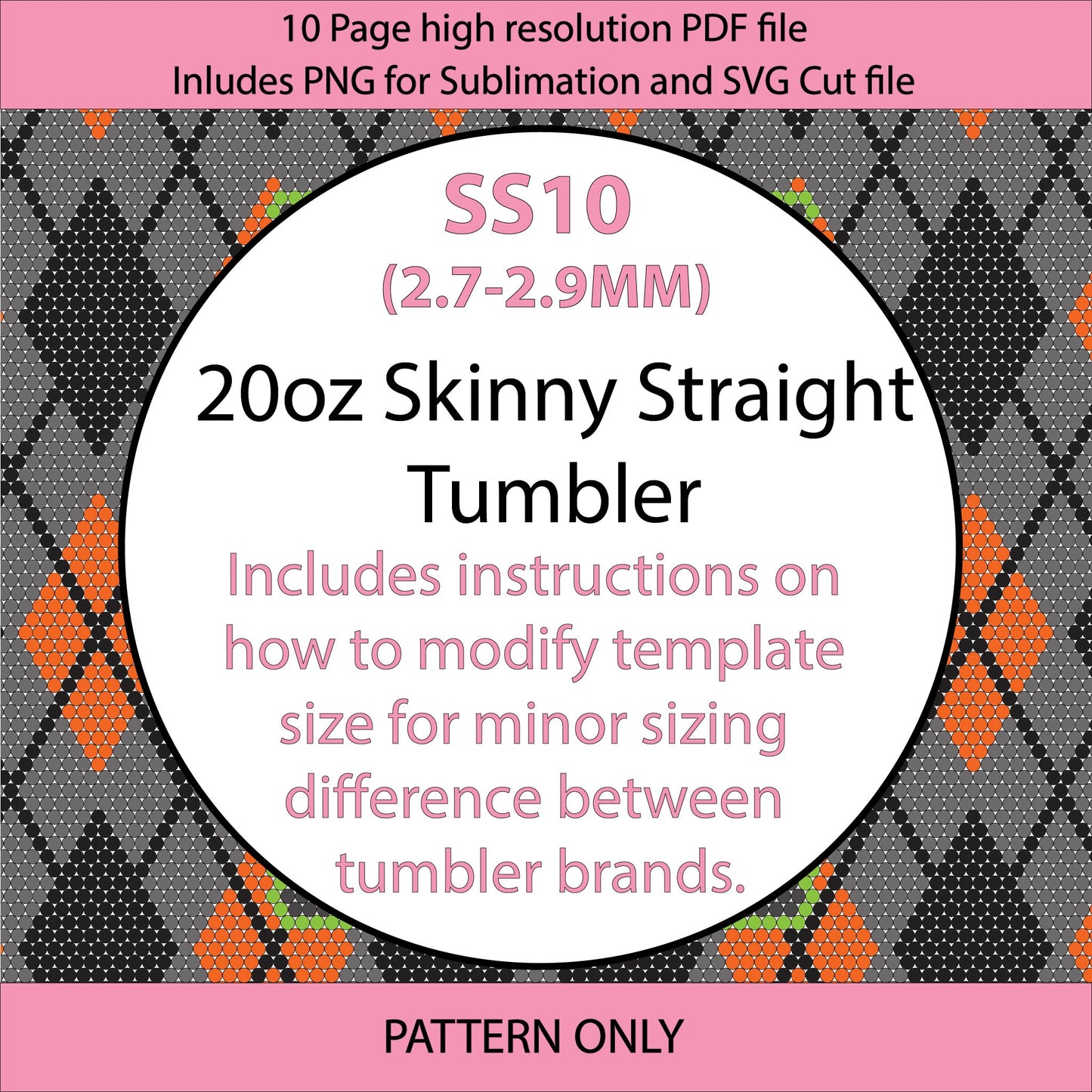 SS10 (2.7-2.9MM) Midnight pumpking argyle bling tumbler,halloween,bling pattern,tumbler graph,rhinestone tumbler,tumbler template,full color pattern,diy