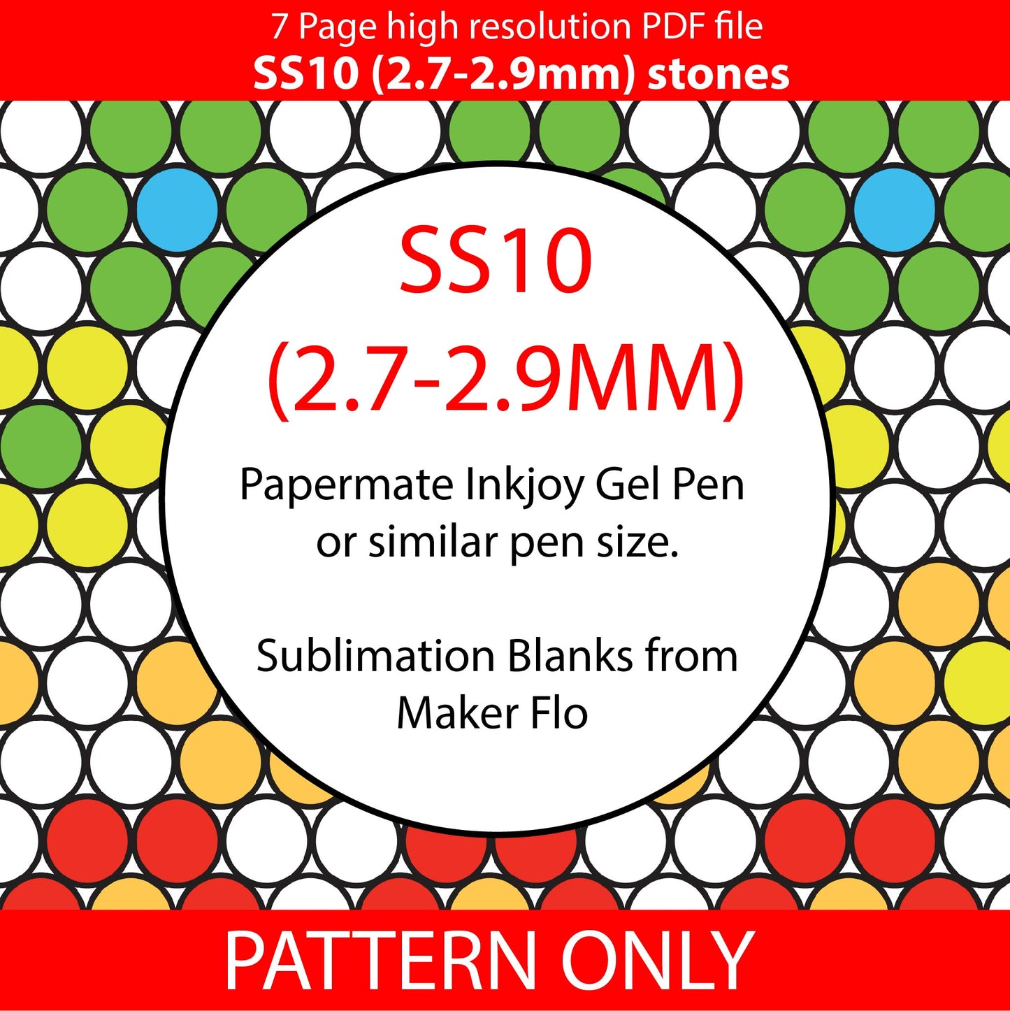 SS10 (2.7-2.9mm) Daisy chain white bling pen pattern,bling tumbler,inkjoy,crystal bling pen,pdf,color graph,written pattern,peyote,honeycomb,diy,Diamond