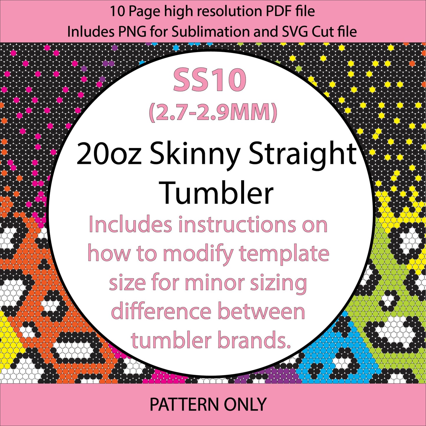 SS10 (2.7-2.9mm) Neon Leopard Pixel Burst bling tumbler pattern,rhinestone tumblers,rhinestone patterns,bling patterns,sublimation,rainbow,gifts for her