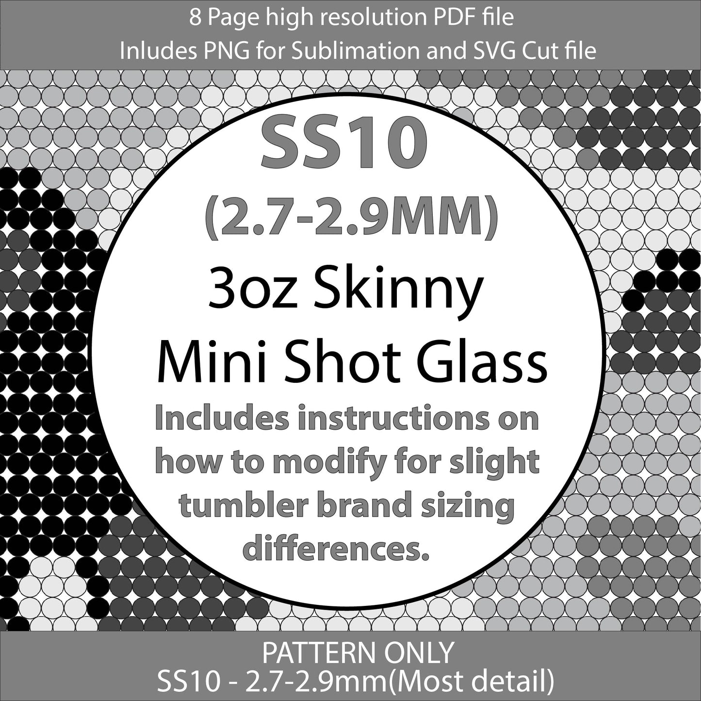 SS10 (2.7-2.9mm) 3oz Monochromatic Camp Mini Skinny Tumbler,rhintestone template,bling graph,tumbler wrap,bling sublimation,PNG,pdf,svg,diy