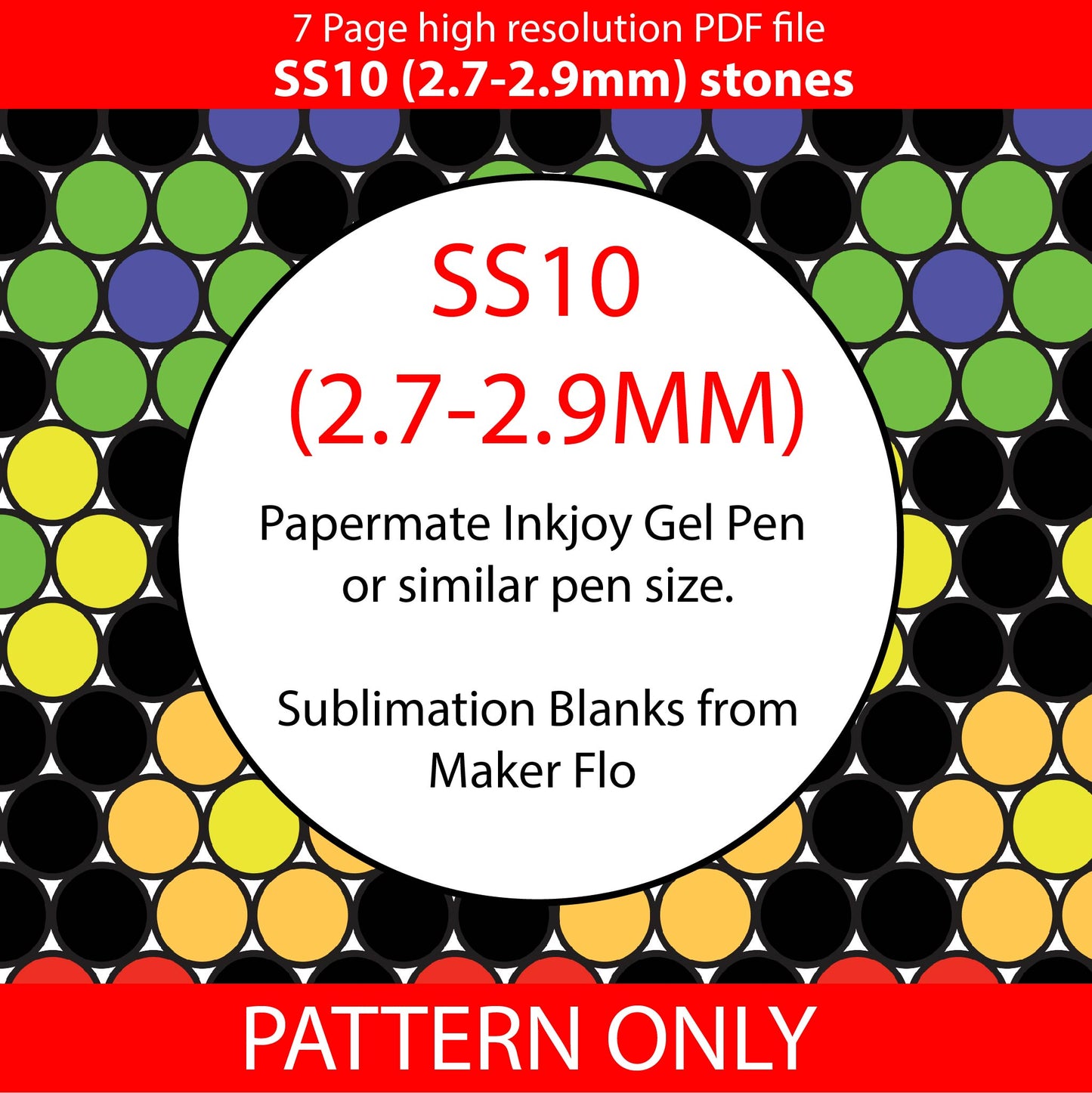 SS10 (2.7-2.9mm) Daisy chain Black bling pen pattern,bling tumbler,inkjoy,crystal bling pen,pdf,color graph,written pattern,peyote,honeycomb,diy,Diamond