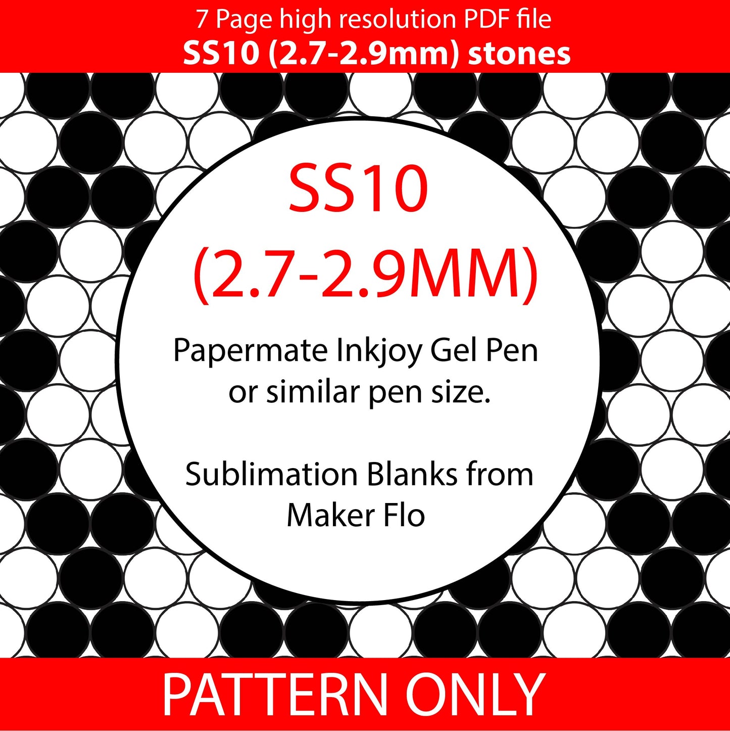 SS10 (2.7-2.9mm) Black N White Diamonds bling pen template,rhinestone pen pattern,bling pattern,rhinestone template,diy,dotz,abstract pattern,honeycomb