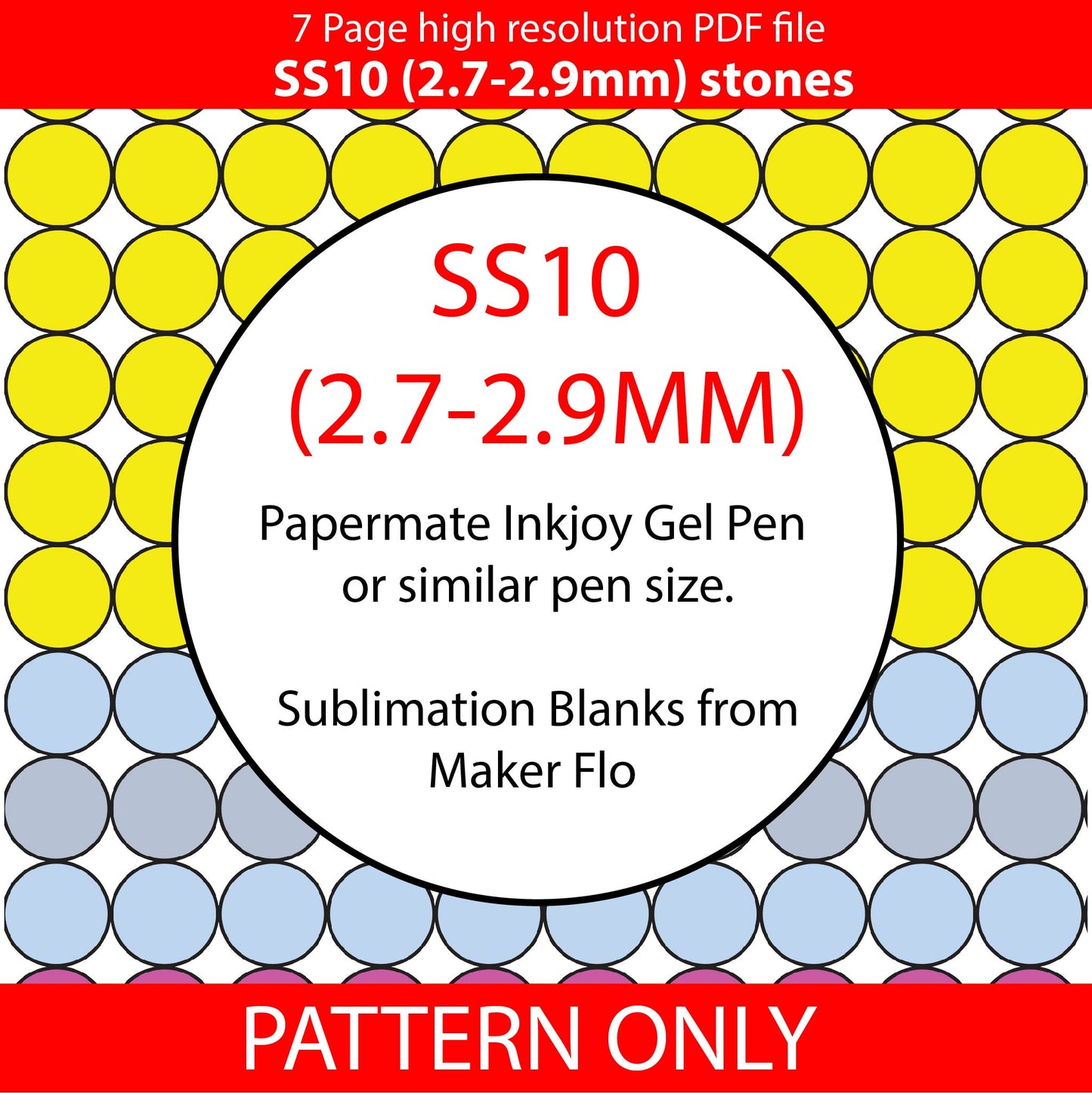 SS10 (2.7-2.9mm) Basic #2 pencil bling pattern,Bling pen,Rhinestone pencil,Rhinestone tumbler,PDF,Tumbler tempate,graph pattern,Linear,gift,end of year