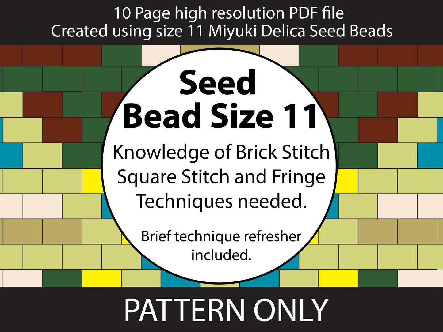 Green Goddess brick stitch and fringe miyuki delica short earring pattern,size 11 seed beads,square stitch,pattern,diy,template