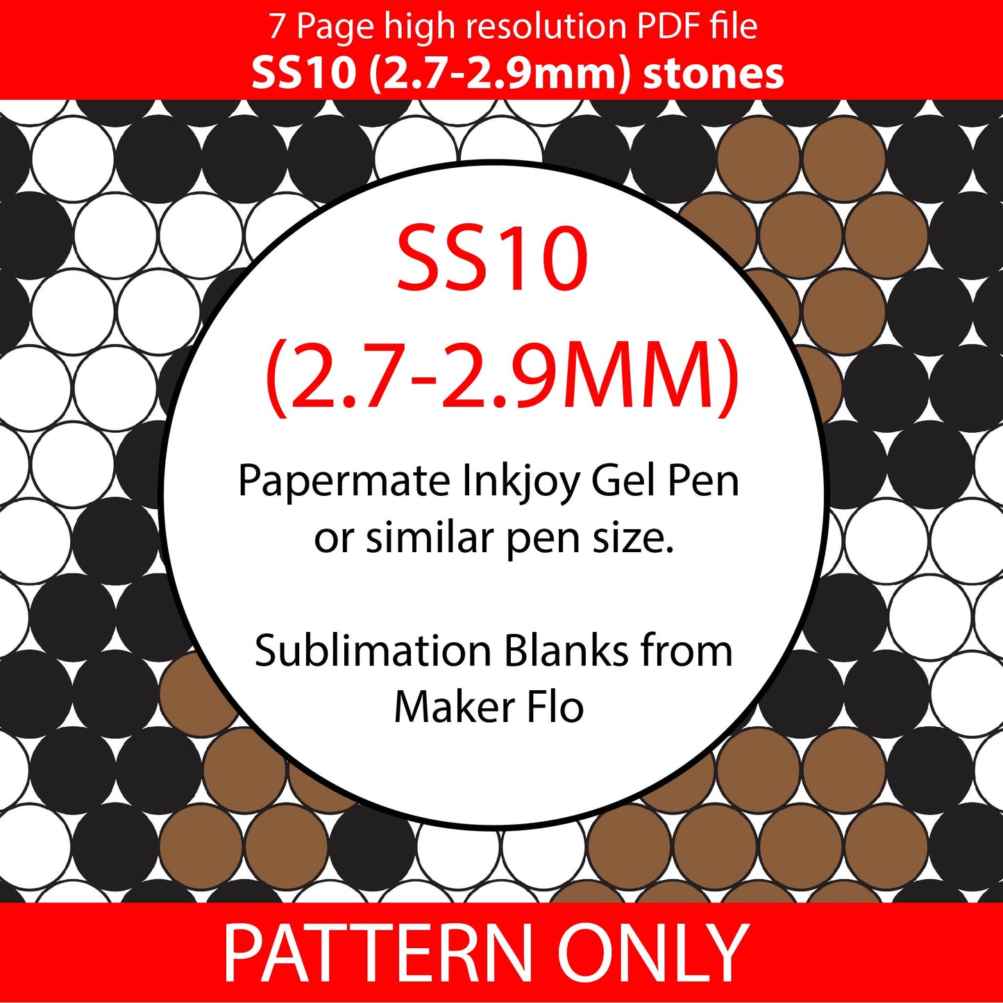 SS10 (2.7-2.9MM) Brown N Black Leopard Print bling pen template,rhinestone pen pattern, bling pattern,rhinestone template,diy,dotz,animal print tempate