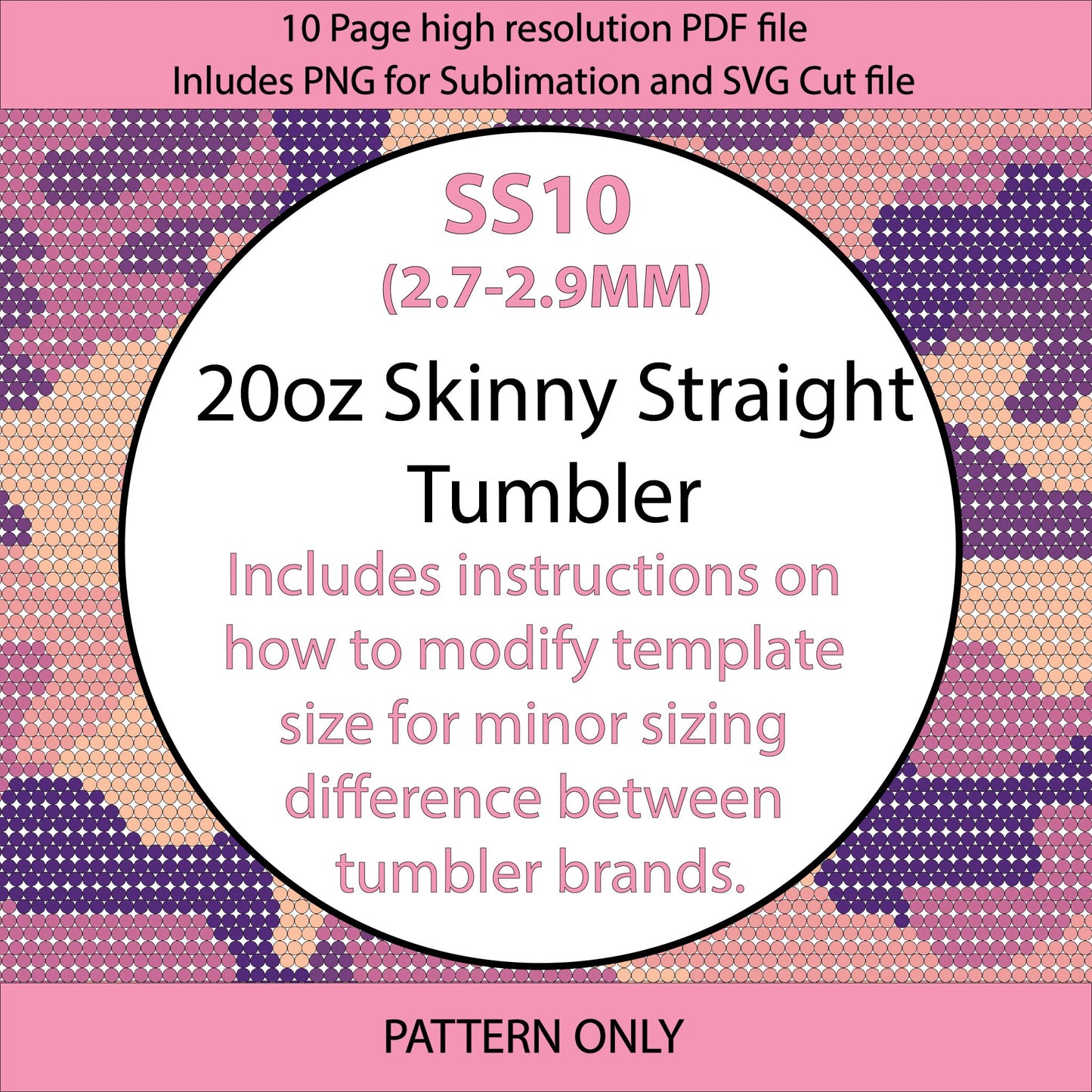 SS10 (2.7-2.9mm) Sunset Camo bling tumbler pattern,rhinestone tumblers,rhinestone patterns,bling patterns,sublimation,gifts for her,camouflage,pink,diy