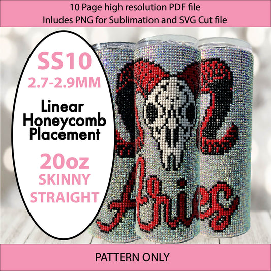 SS10 Aries bling tumbler,zodiac,constellation,bling pattern,bling tumbler graph,rhinestone tumbler, linear template, horoscope, astrology
